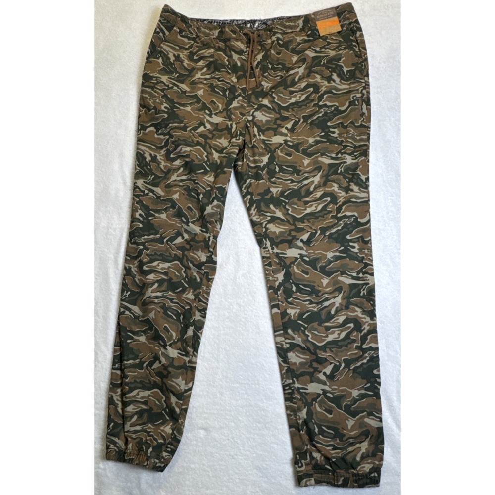 Sears and Roebuck Vintage Mens Camo Joggers Brown and Green Size XXL Slim Leg